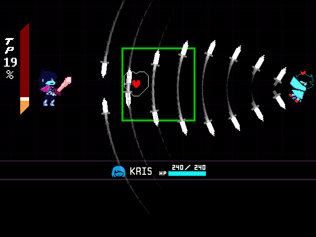 The Aqua fight in DELTARUNE Fight Simulator: the battle box and the party