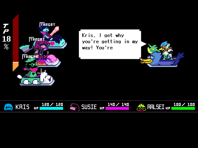 The Berdly fight in DELTARUNE Fight Simulator: the battle box and the party