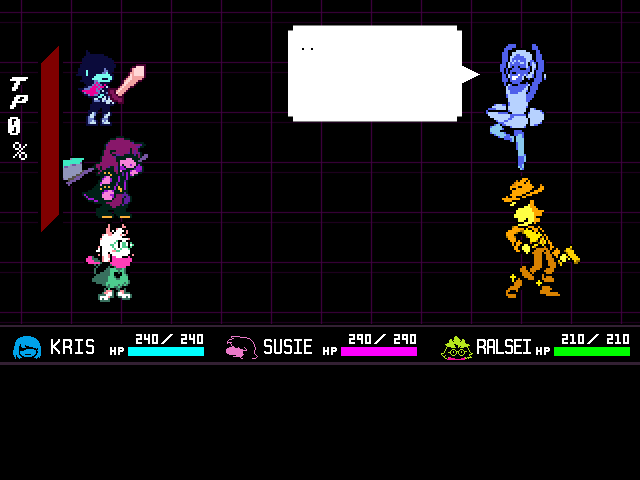 The Blue & Yellow fight in DELTARUNE Fight Simulator: the battle box and the party