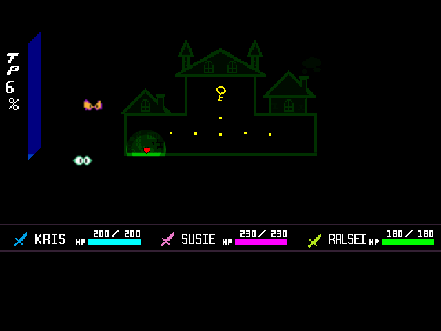 The Jackenstein fight in DELTARUNE Fight Simulator: the battle box and the party