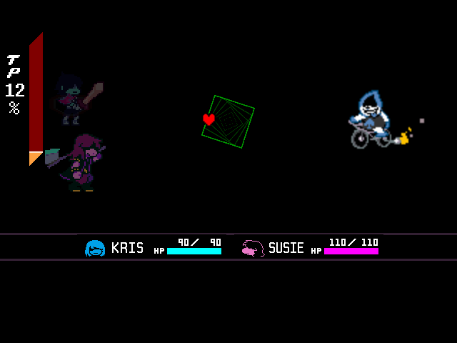 The Lancer fight in DELTARUNE Fight Simulator: the battle box and the party