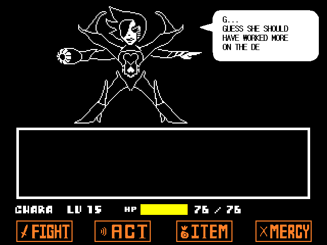 The Mettaton NEO fight in DELTARUNE Fight Simulator: the battle box and the party