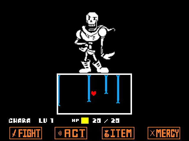 The Papyrus fight in DELTARUNE Fight Simulator: the battle box and the party