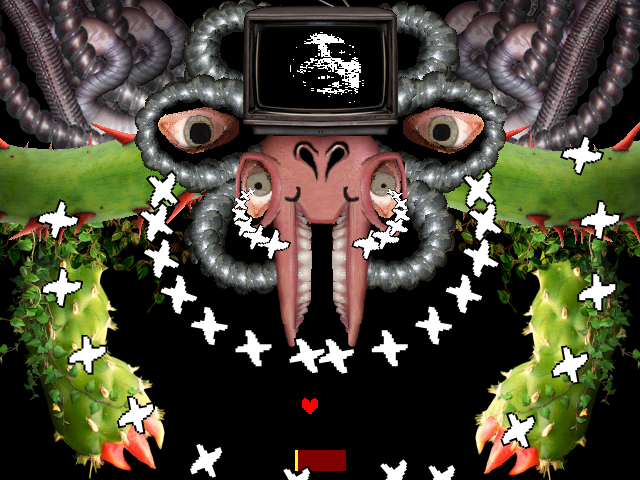 The Photoshop Flowey fight in DELTARUNE Fight Simulator: the battle box and the party