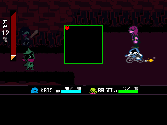 The Susie & Lancer fight in DELTARUNE Fight Simulator: the battle box and the party
